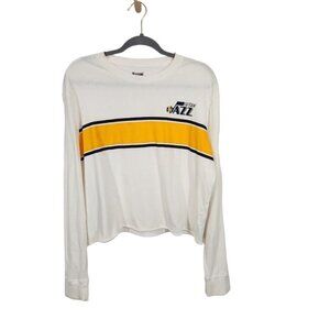 Tailgate Women's Utah Jazz Long Sleeve Crop Top in White - Size Medium‎